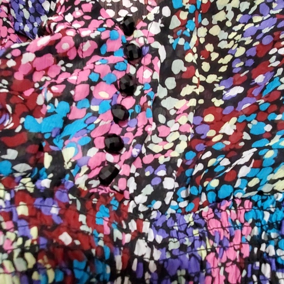 Poetry Clothing static vibrant multicolor watercolor print elasticized waist Lrg - Picture 5 of 8